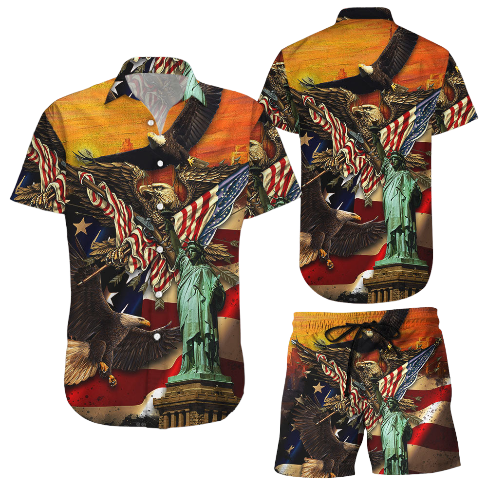 Eagle Hawaiian SHirt Eagle Liberties New York America Flag Hawaii Shirt Gifts For Patriotic People