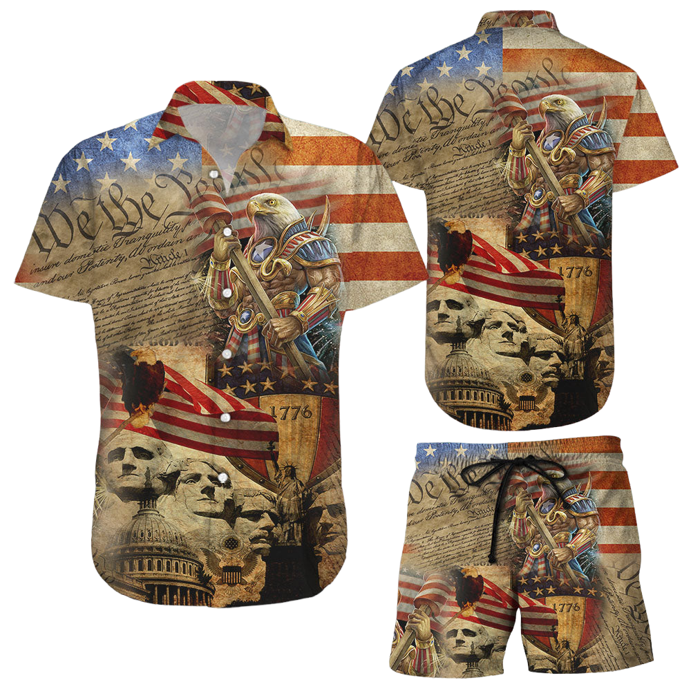 Eagle Hawaiian Shirt 4th Of July USA Independent Memorial Day Vintage Hawaii Shirt Best Patriotic Gifts