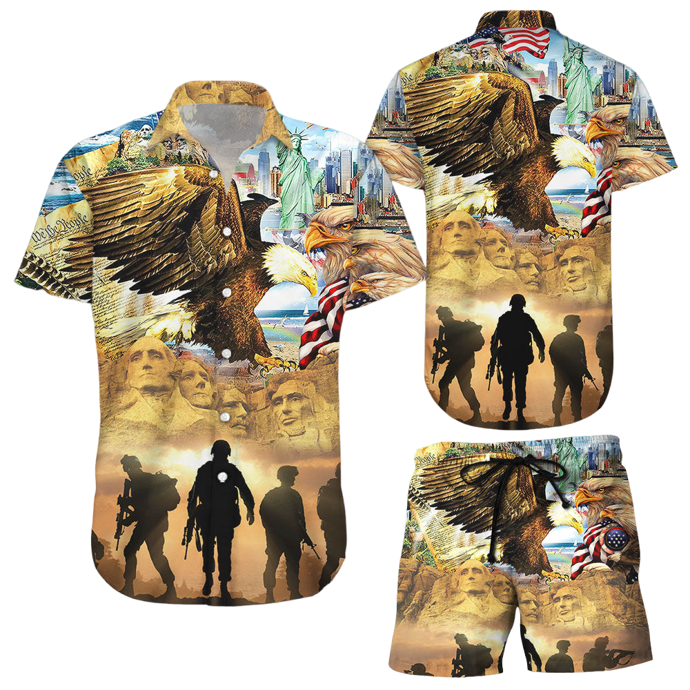 Eagle Hawaiian Shirt American Eagle Soldier Veteran Hawaii Shirt Gifts For Army Veterans