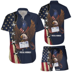 Eagles Hawaiian Shirt Postal Worker American Flag Mail Carrier Eagle Delivery Hawaii Shirt Gift To Mailman