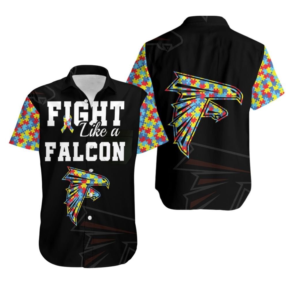 Fight Like A Atlanta Falcons Autism Support Hawaiian Shirt Aloha Shirt for Men Women
