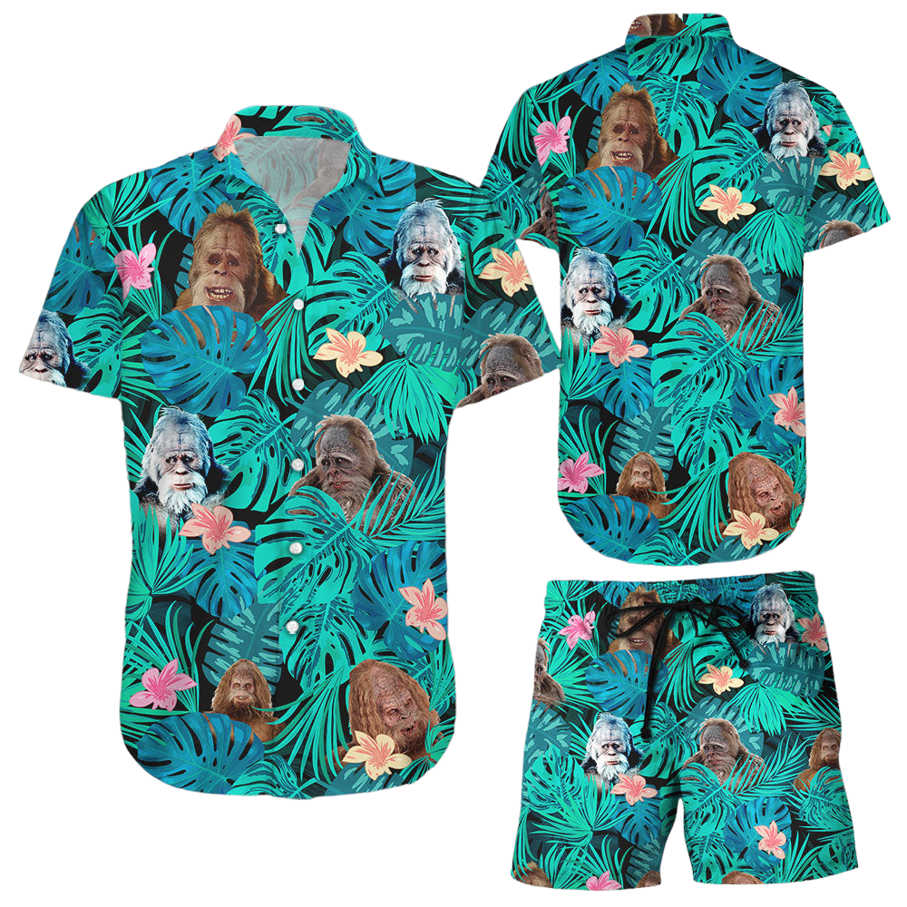 Funny Bigfoot Yeti Cute Pattern Beach Tropical Gift Hawaiian Hawaii Shirt