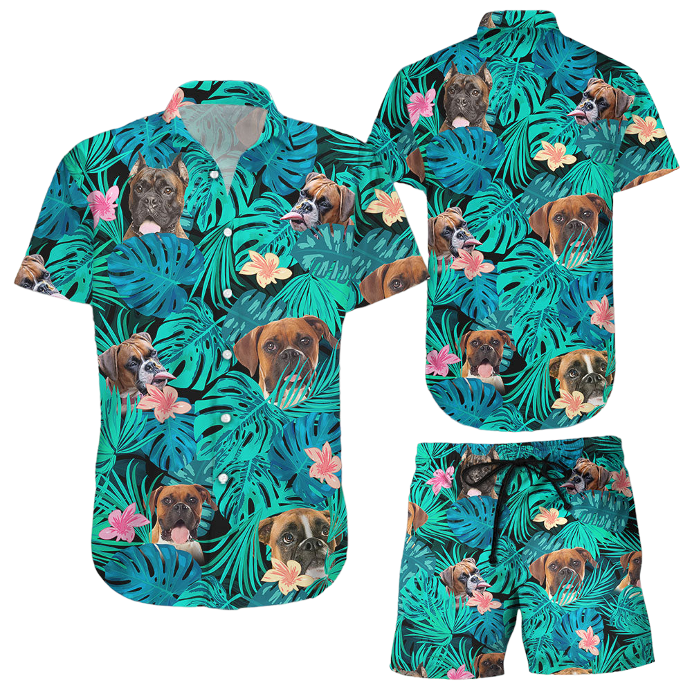 Funny Boxer Dog Cute Pattern Beach Tropical Gift Hawaiian Hawaii Shirt