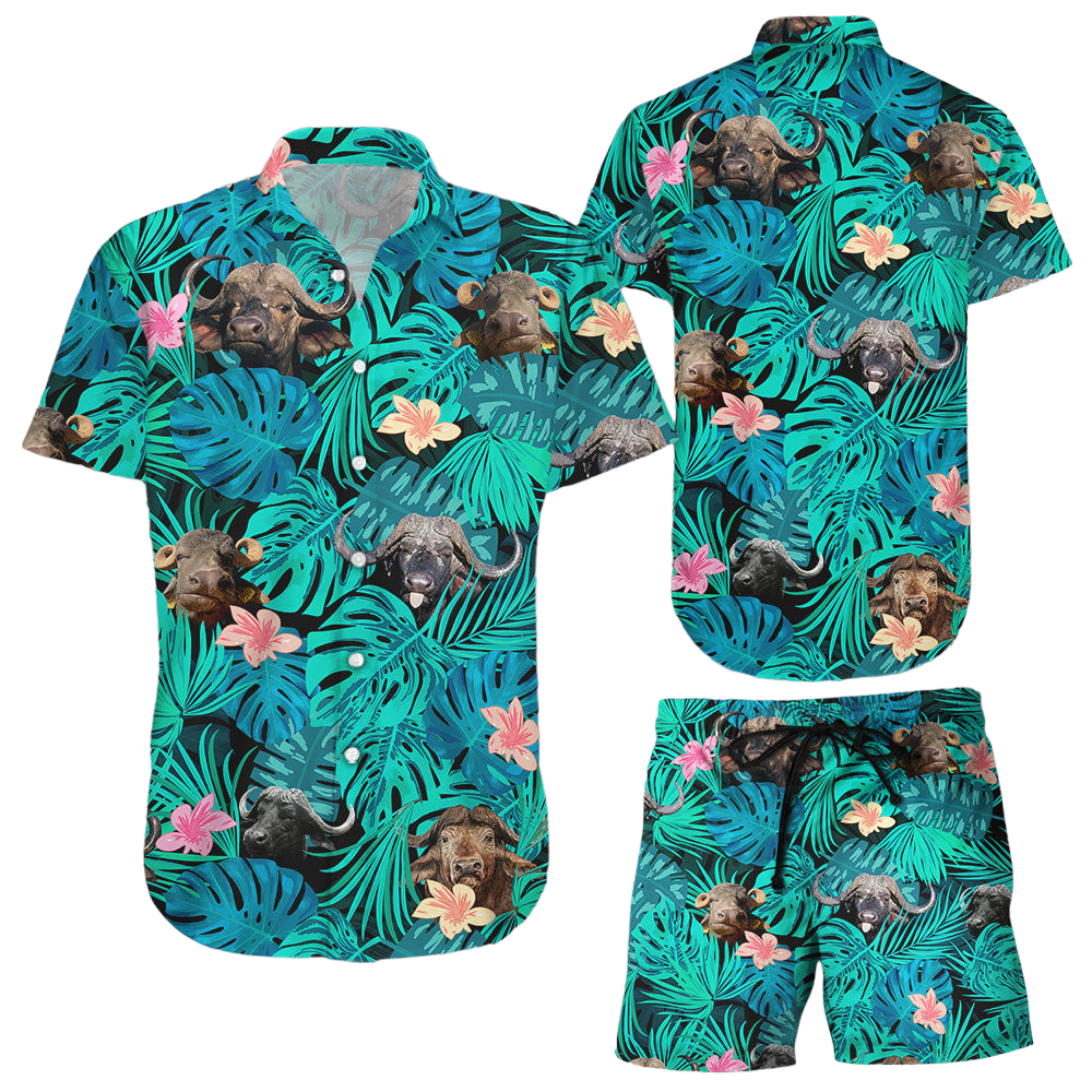 Funny Buffalo Cute Pattern Beach Tropical Gift Hawaiian Hawaii Shirt