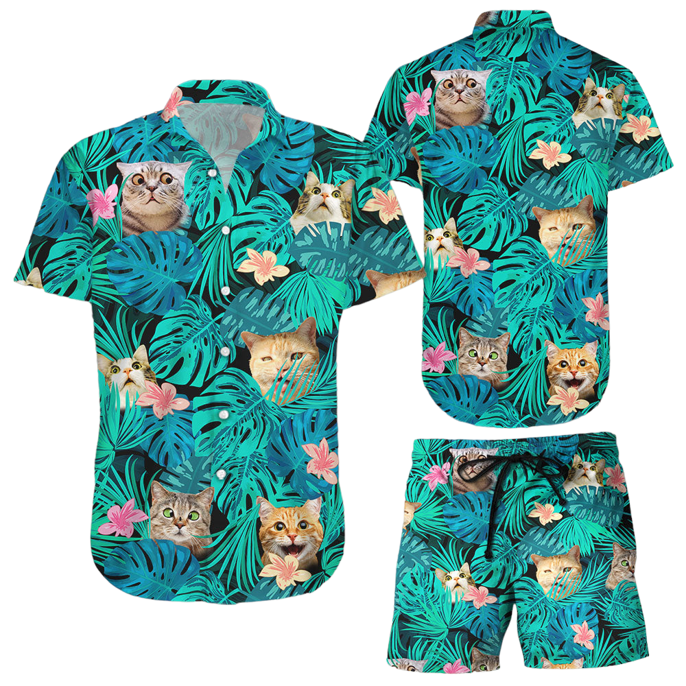 Funny Cat Cute Pattern Beach Tropical Gift Hawaiian Hawaii Shirt