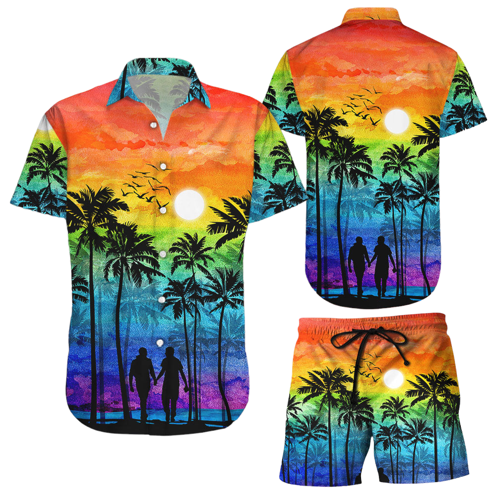 Gay Hawaiian Shirt LGBT Aloha Beach Button Down Shirts Presents For Summer Holidays