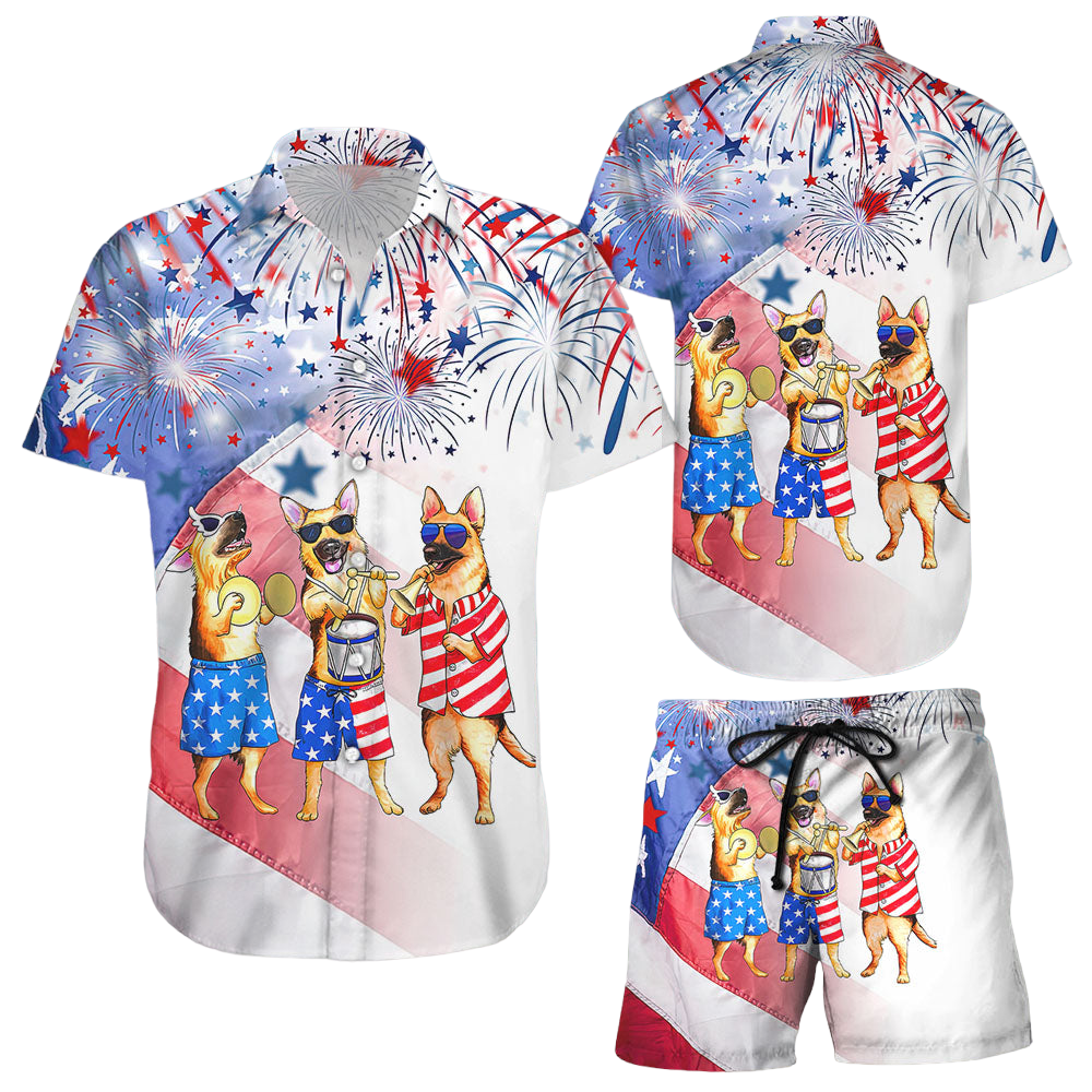 German Shepherd Hawaiian Shirt Dogs With Firework 4th Of July Day Hawaii Shirt 4Th Of July Gift Ideas