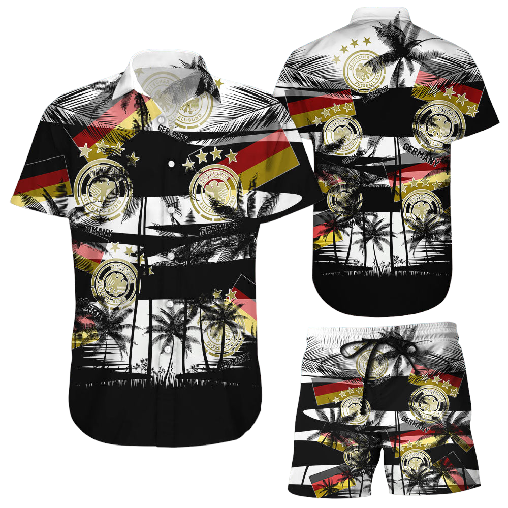 Germany Coconut Pattern Hawaiian Soccer Team World Cup 2022 Qatar Champions Football Gift Fans World Cup 3D Hawaiian Shirt