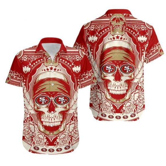 Gift For Husband Gift For Dad San Francisco 49Ers Skull Hawaiian Shirt Aloha Shirt for Men Women
