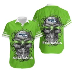 Gift For Husband Gift For Dad Seattle Seahawks Sugar Skull2 Hawaiian Shirt Aloha Shirt for Men Women