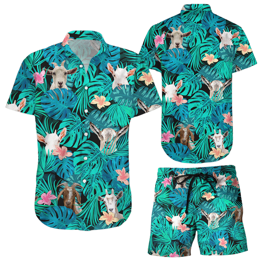 Goat Hawaiian Shirt Cute Goat Print Beach Tropical Seamless Pattern Hawaii Shirt Gifts For Animal Lovers