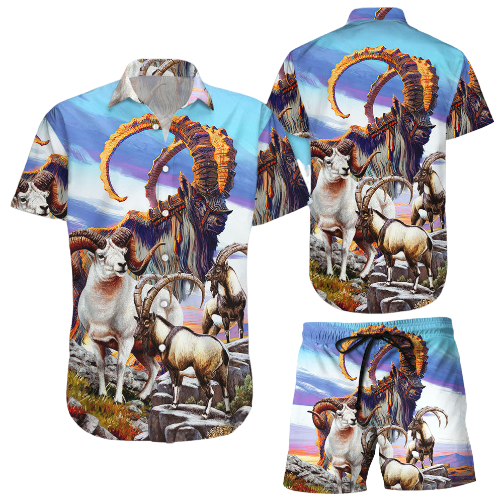 Goat Hawaiian Shirt Goat Wild Animal Button Down Shirt Gifts For Goat Owners