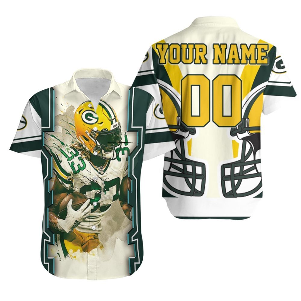 Green Bay Packers Aaron Jones 33 For Fans Personalized Hawaiian Shirt Aloha Shirt for Men Women