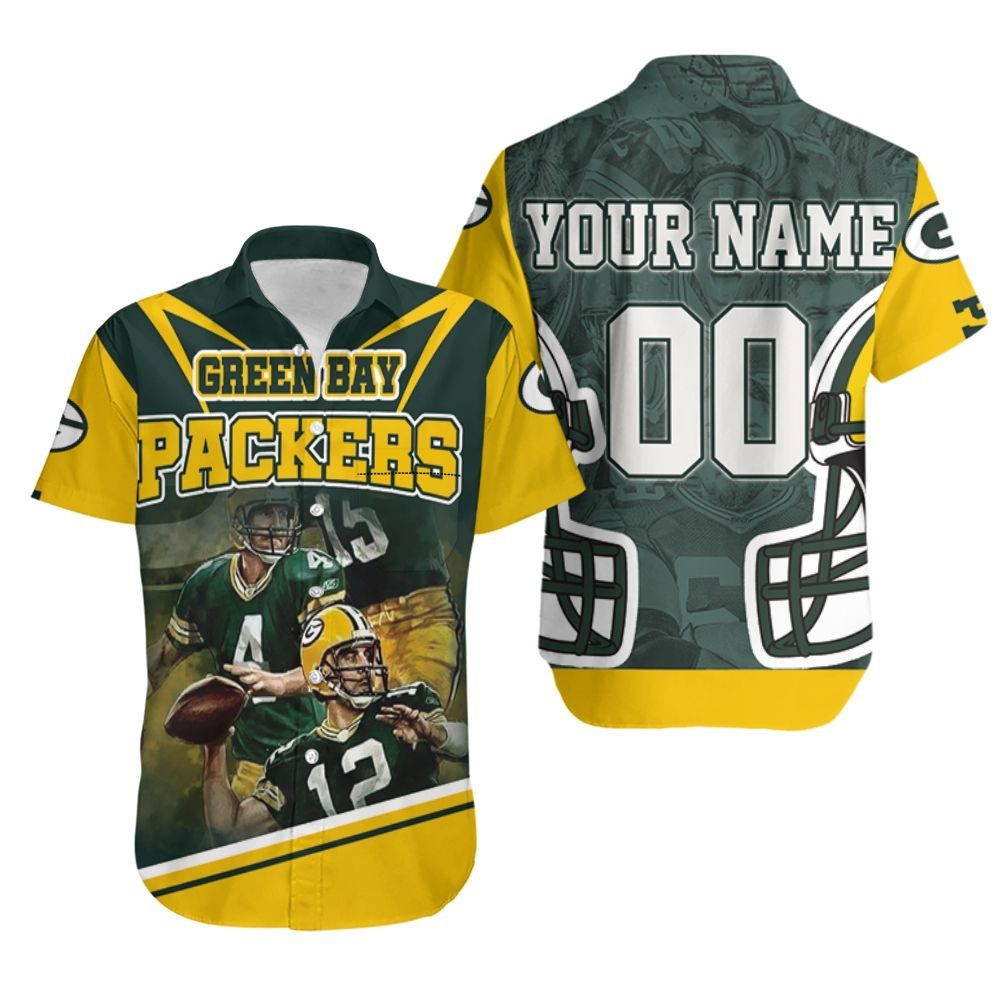 Green Bay Packers Aaron Rodgers Brett Favre Juwann Winfree Great Players Personalized Hawaiian Shirt Aloha Shirt for Men Women