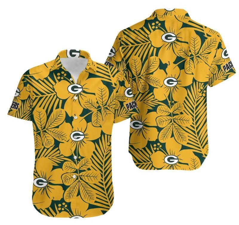 Green Bay Packers Flower Hawaiian Shirt Aloha Shirt for Men Women