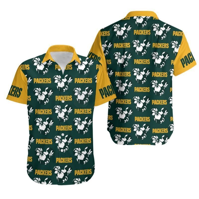 Green Bay Packers Mickey and Flowers Hawaii Shirt for Men Women