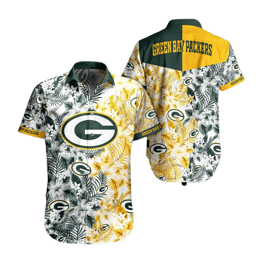 Green Bay Packers Nfl Beach Shirt Graphic Floral Pattern Print This Summer Hawaiian Shirt