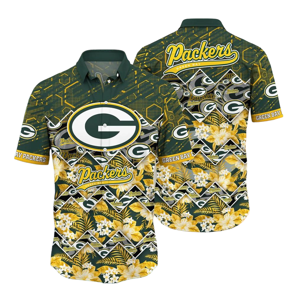 Green Bay Packers Nfl Hawaiian Shirt Graphic Tropical Pattern 3D Printed Beach Shirt Summer Gift For Fan