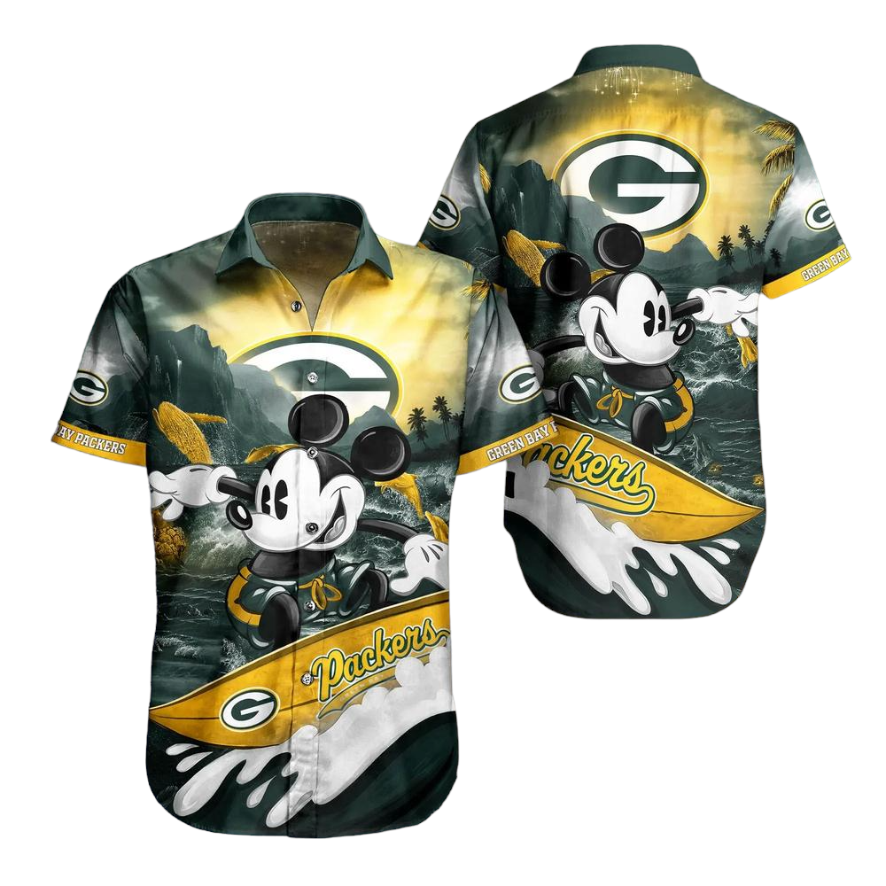 Green Bay Packers Nfl Hawaiian Shirt Mickey Graphic 3D Printed Gift For Fans