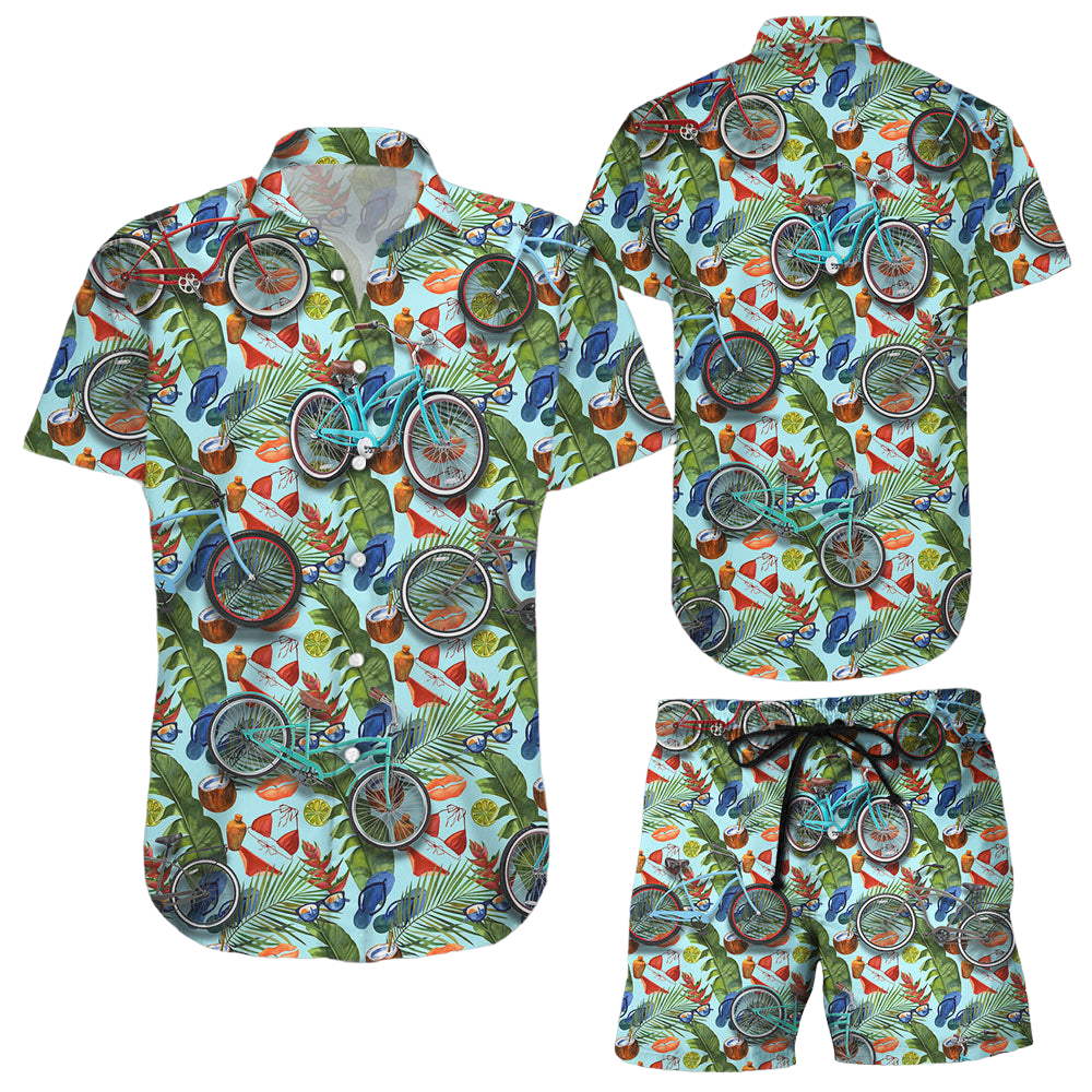 Hawaiian Bike Shirt Tropical Bike Aloha Button Down Shirts Summer Holiday Gifts For Him