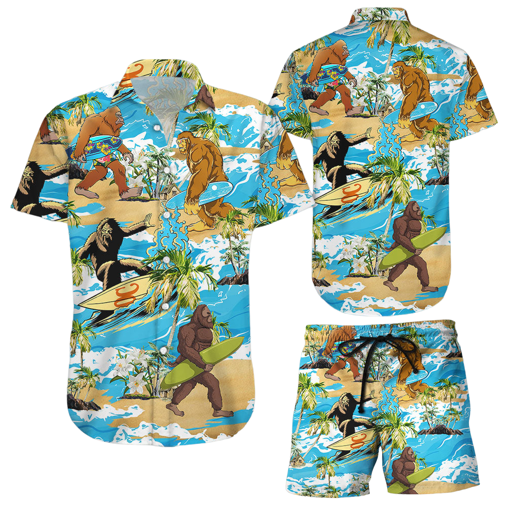 Hawaiian Sasquatch Shirt Funny Sasquatch Surfing Hawaii Shirt Surfing Novelty Gifts