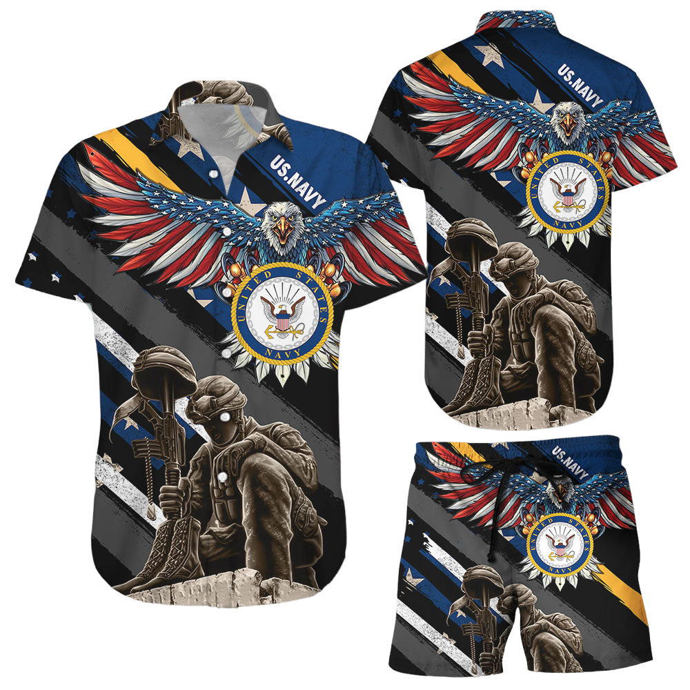 Hawaiian Shirt American Eagle US Navy Veteran Hawaii Shirt Patriotic Gifts For Veterans
