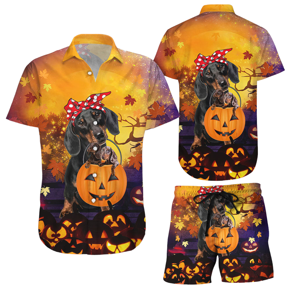 Hawaiian Shirts For Dachshunds Dachshund Mom And Family Autumn Halloween Pumpkin Happy Halloween Gifts