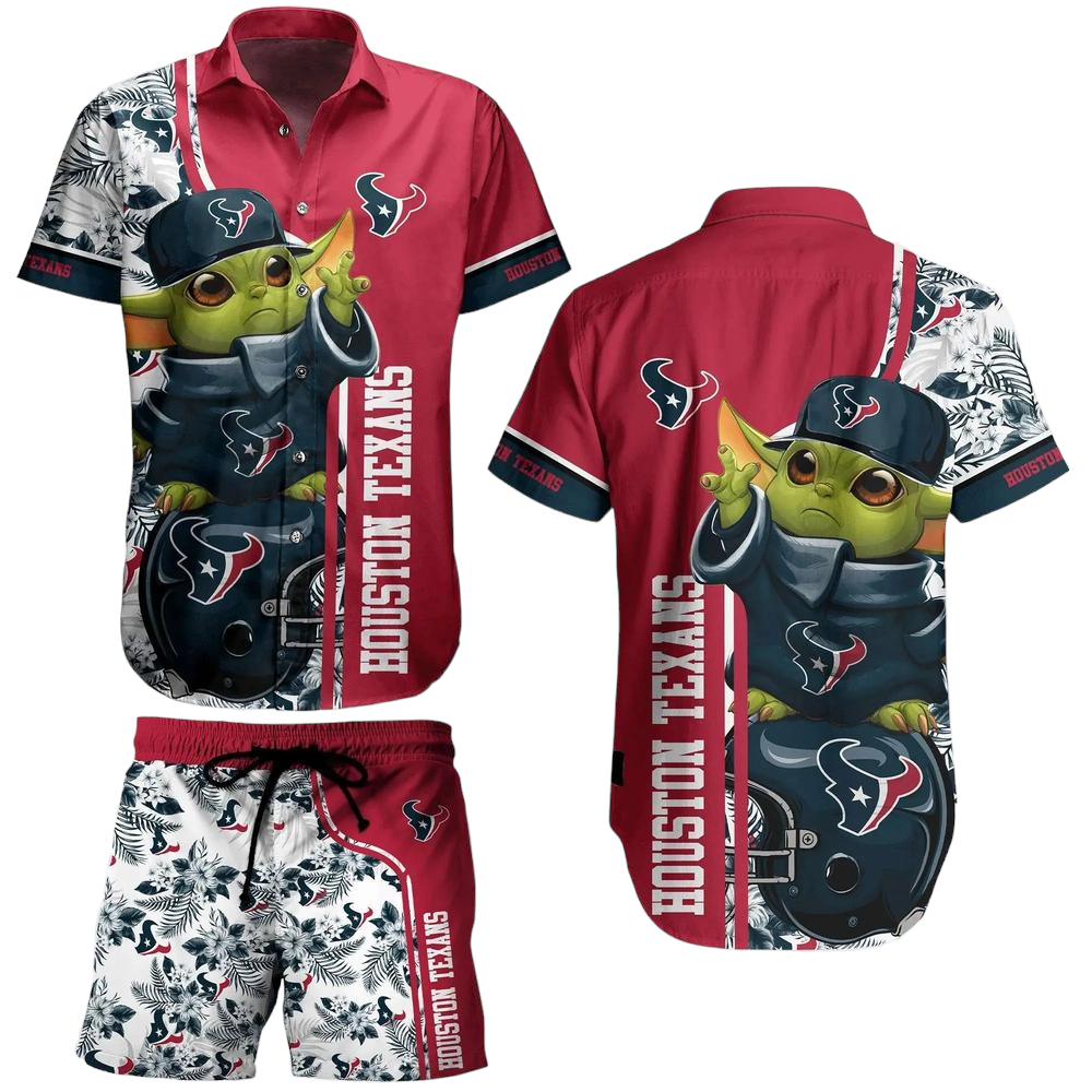 Houston Texans Football NFL Baby Yoda Hawaiian Shirt And Short New Collection Summer Perfect Gift For Fan