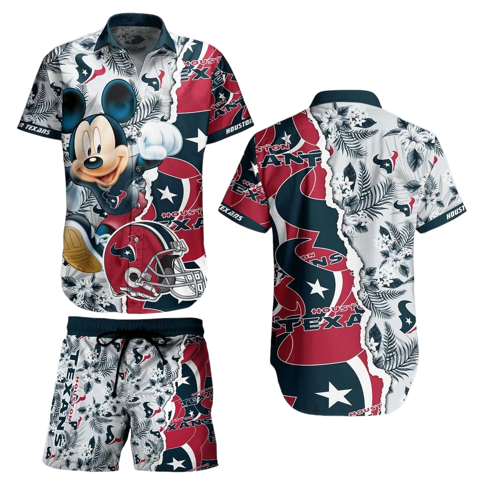 Houston Texans NFL Hawaiian Shirt And Short Mickey Graphic Tropical 3D Printed Gift For Men Women