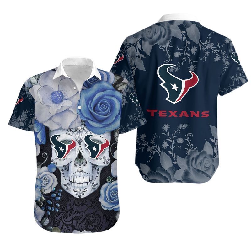 Houston Texans Skull NFL Gift For Fan Hawaiian Shirt Aloha Shirt for Men Women