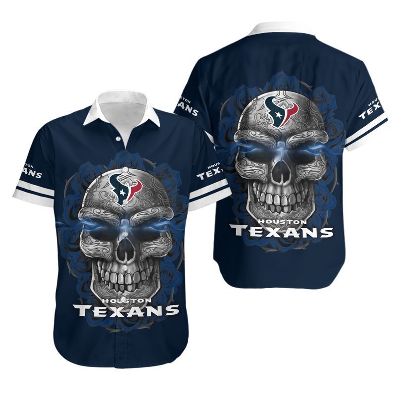 Houston Texans Sugar Skull NFL Gift For Fan Hawaiian Shirt Aloha Shirt for Men Women