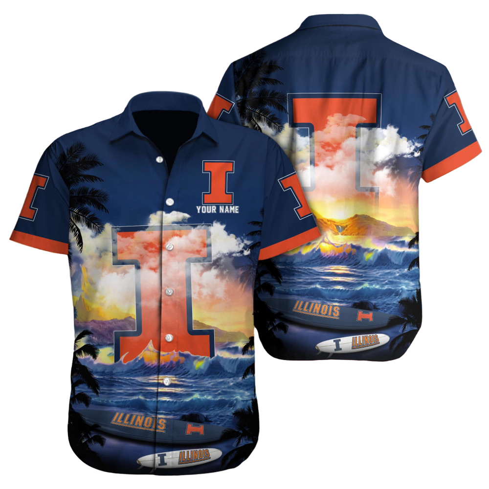 Illinois Fighting Illini NCAA3 Custom Hawaii Shirt  for Men Women Gift for Fans