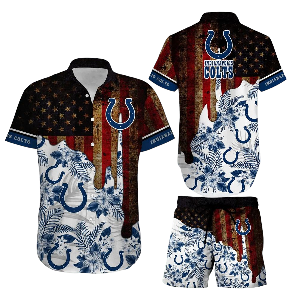 Indianapolis Colts NFL Hawaiian Shirt And Short Summer Vintage US Flag Best Gift For Men Women