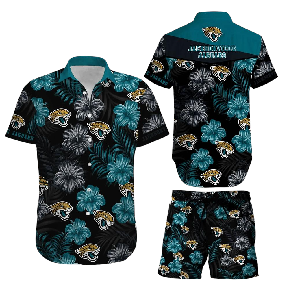 Jacksonville Jaguars Nfl Football Hawaiian Shirt Short Summer With Flower Graphic Retro Sunset Hawaii