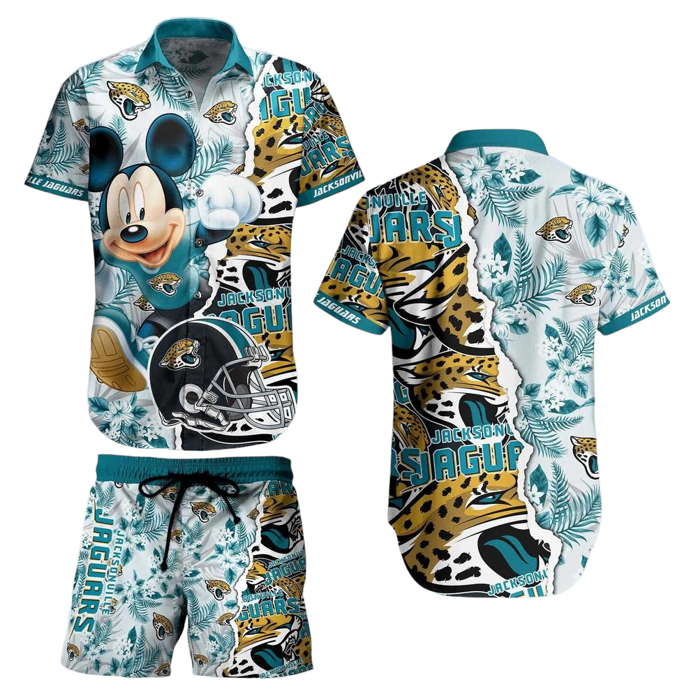 Jacksonville Jaguars Nfl Hawaiian Shirt And Short Mickey Graphic Tropical 3D Printed Gift For Men Women