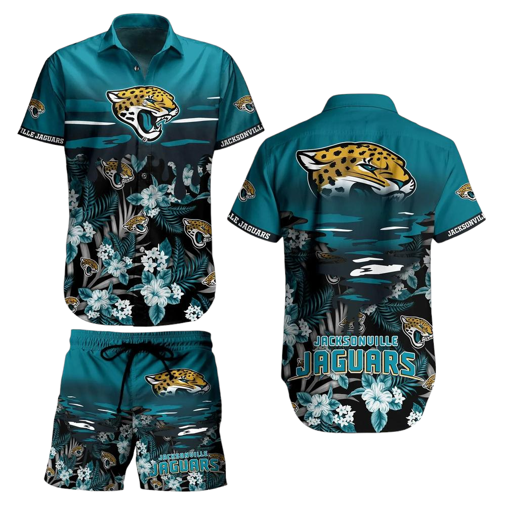 Jacksonville Jaguars Nfl Hawaiian Shirt And Short Tropical Pattern Beach Shirt New Gift For Best Fan