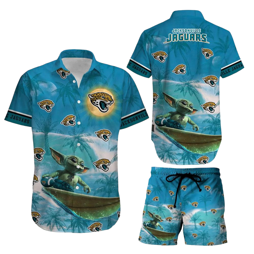 Jacksonville Jaguars Nfl Hawaiian Shirt And Short Tropical Pattern Beach Shirt New Gift For Sports Fans