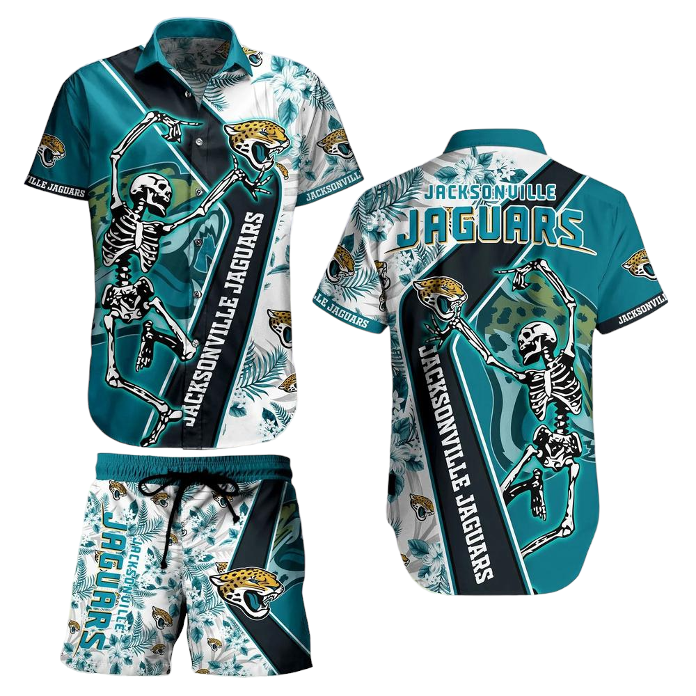 Jacksonville Jaguars Nfl Hawaiian Shirt Anf Short Sekeleton Design Hot Short Styles For Men Women