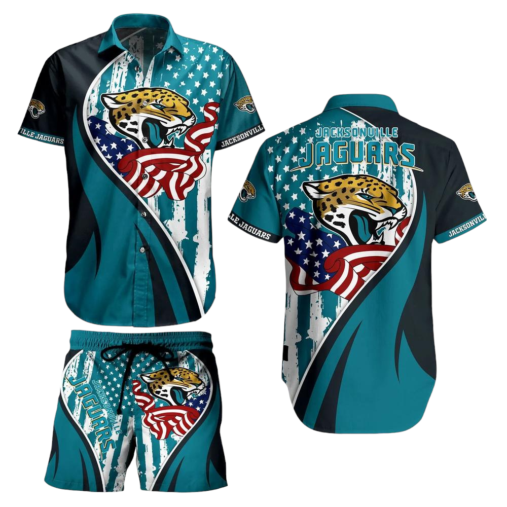Jacksonville Jaguars Nfl Hawaiian Shirt Vintage Us Flag Graphic Summer Gift For Men Women Fan Nfl