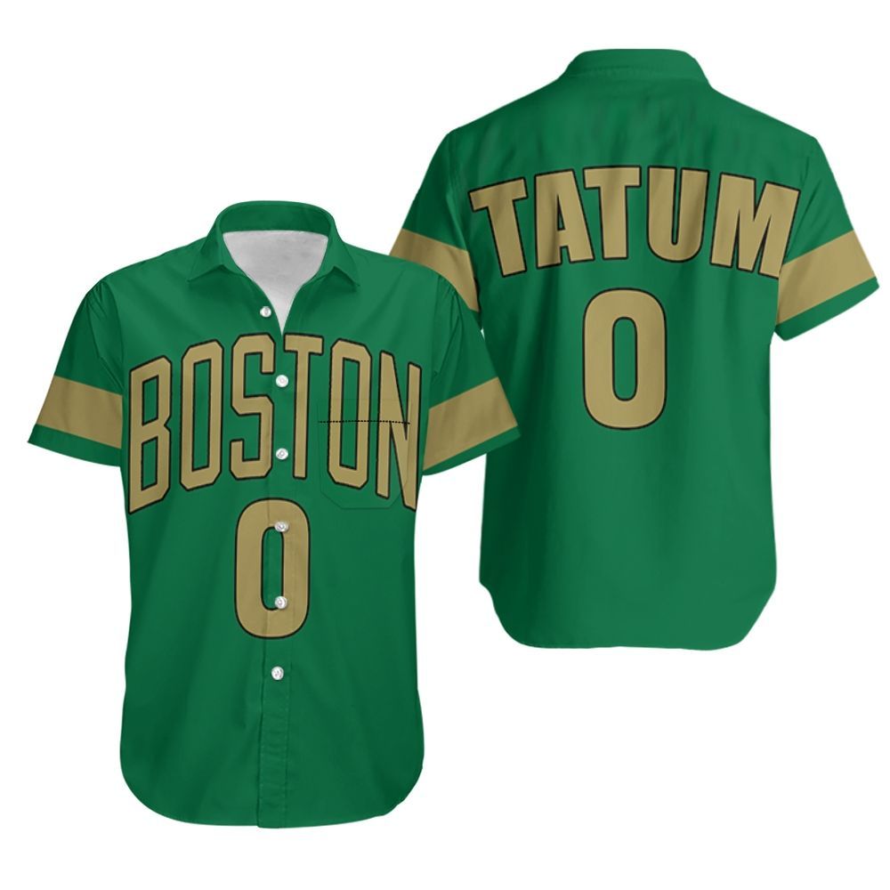 Jayson Tatum Boston Celtics 2020 Finished City Edition Kelly Green Jersey Hawaiian Shirt Aloha Shirt for Men Women