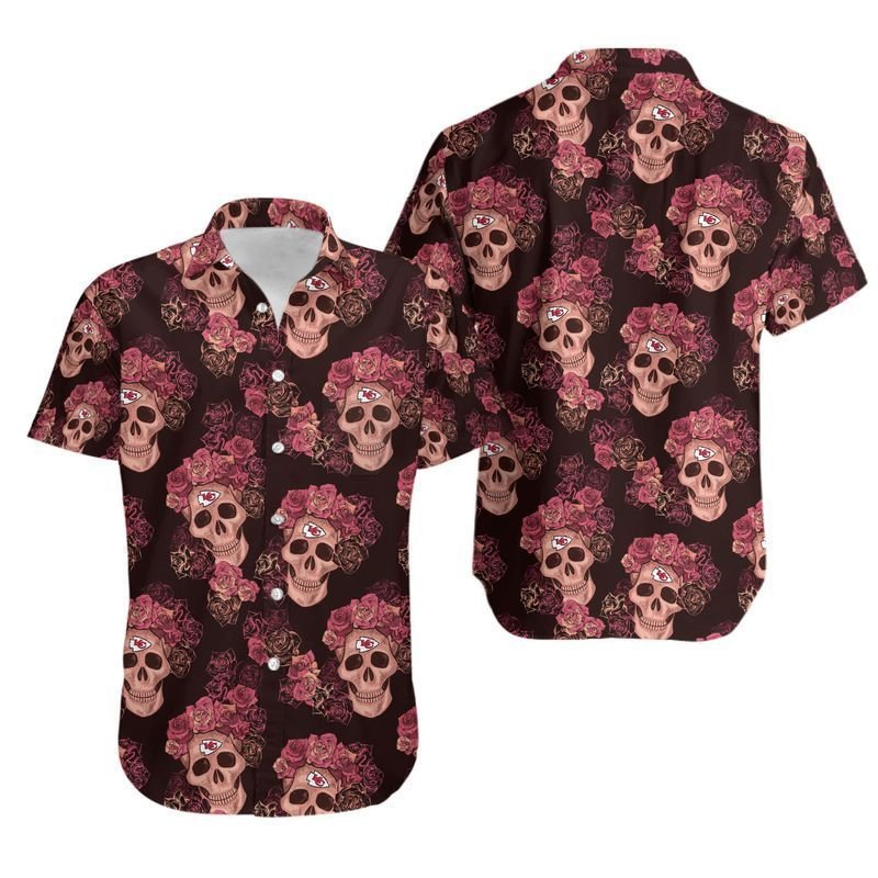 Kansas City Chiefs Mystery Skull And Flower Hawaii Shirt for Men Women