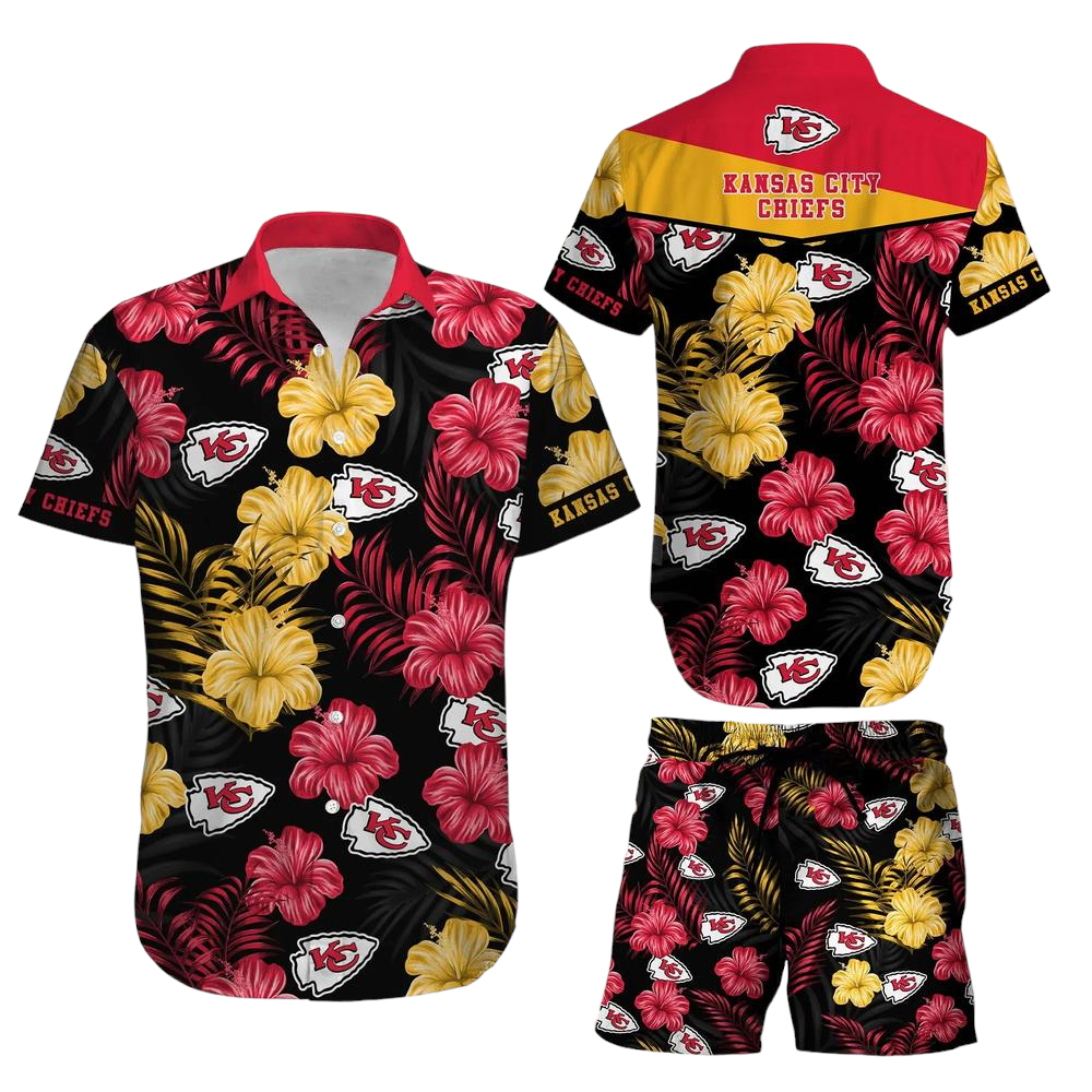 Kansas City Chiefs Nfl Football Hawaiian Shirt Short Summer With Flower Graphic Retro Sunset Hawaii