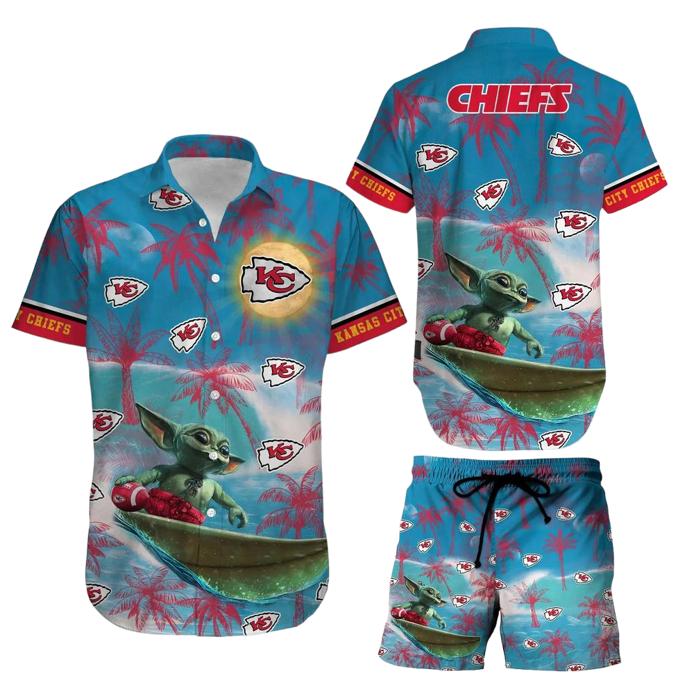 Kansas City Chiefs Nfl Hawaiian Shirt And Short Tropical Pattern Beach Shirt New Gift For Sports Fans