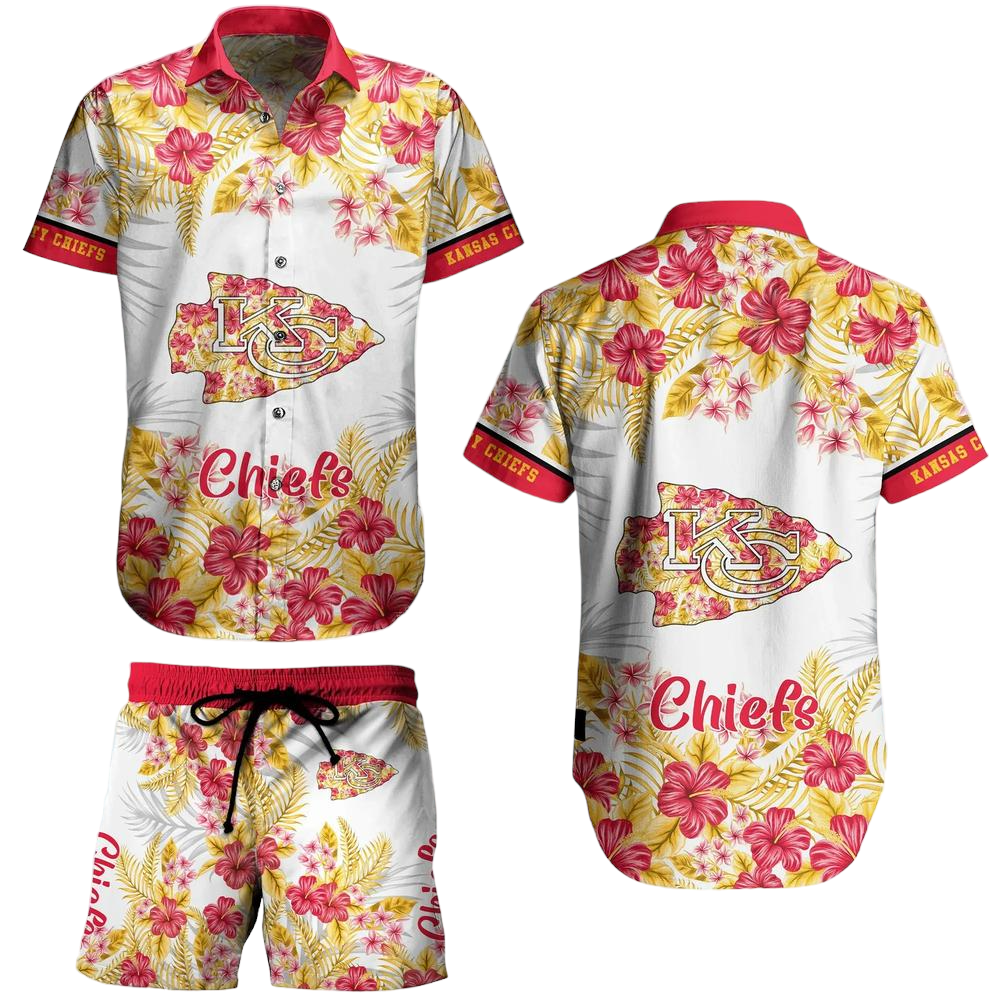 Kansas City Chiefs Nfl Hawaiian Shirt Graphic Flower Tropical Pattern Summer Shirt Style New Gift Best Fans