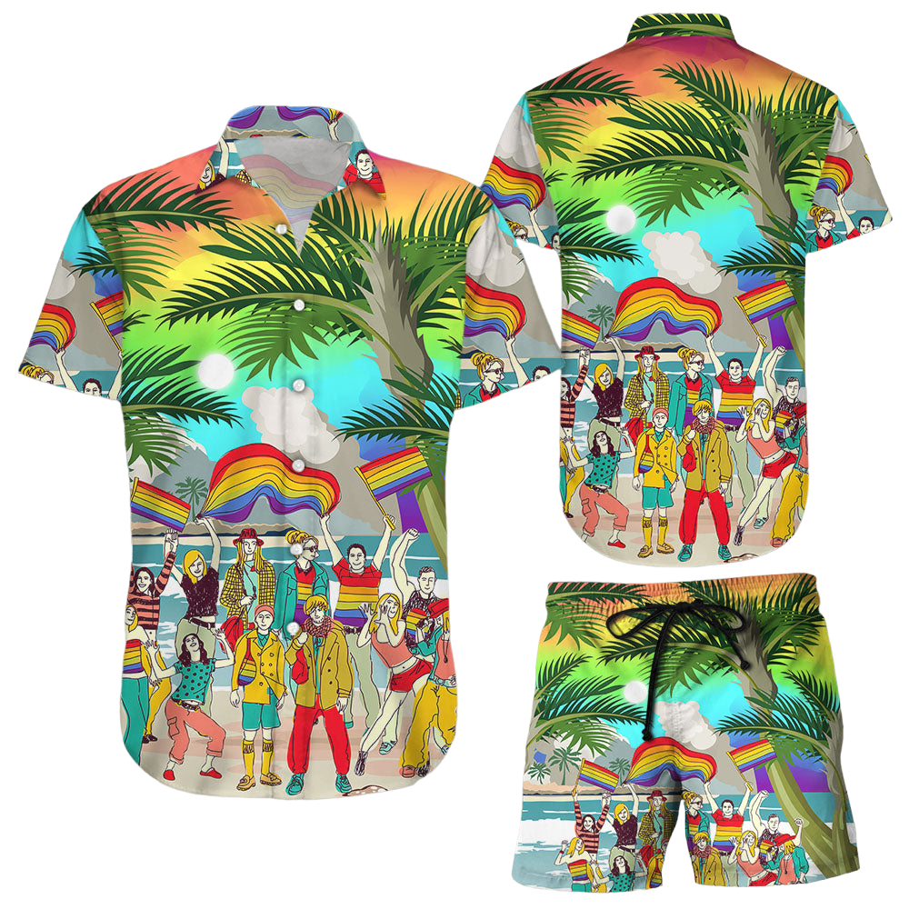 LGBTQ Hawaiian Shirt LGBT Party Summer Button Down Shirts Unique Beach Themed Gifts