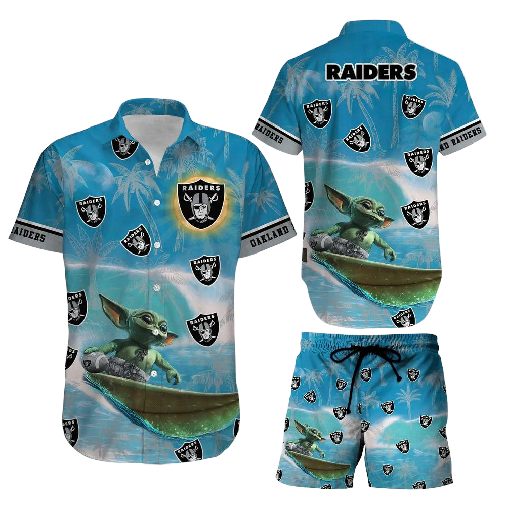 Las Vegas Raiders Footbal NFL Baby Yoda Hawaiian Shirt And Short Style Summer Gift For Men Women
