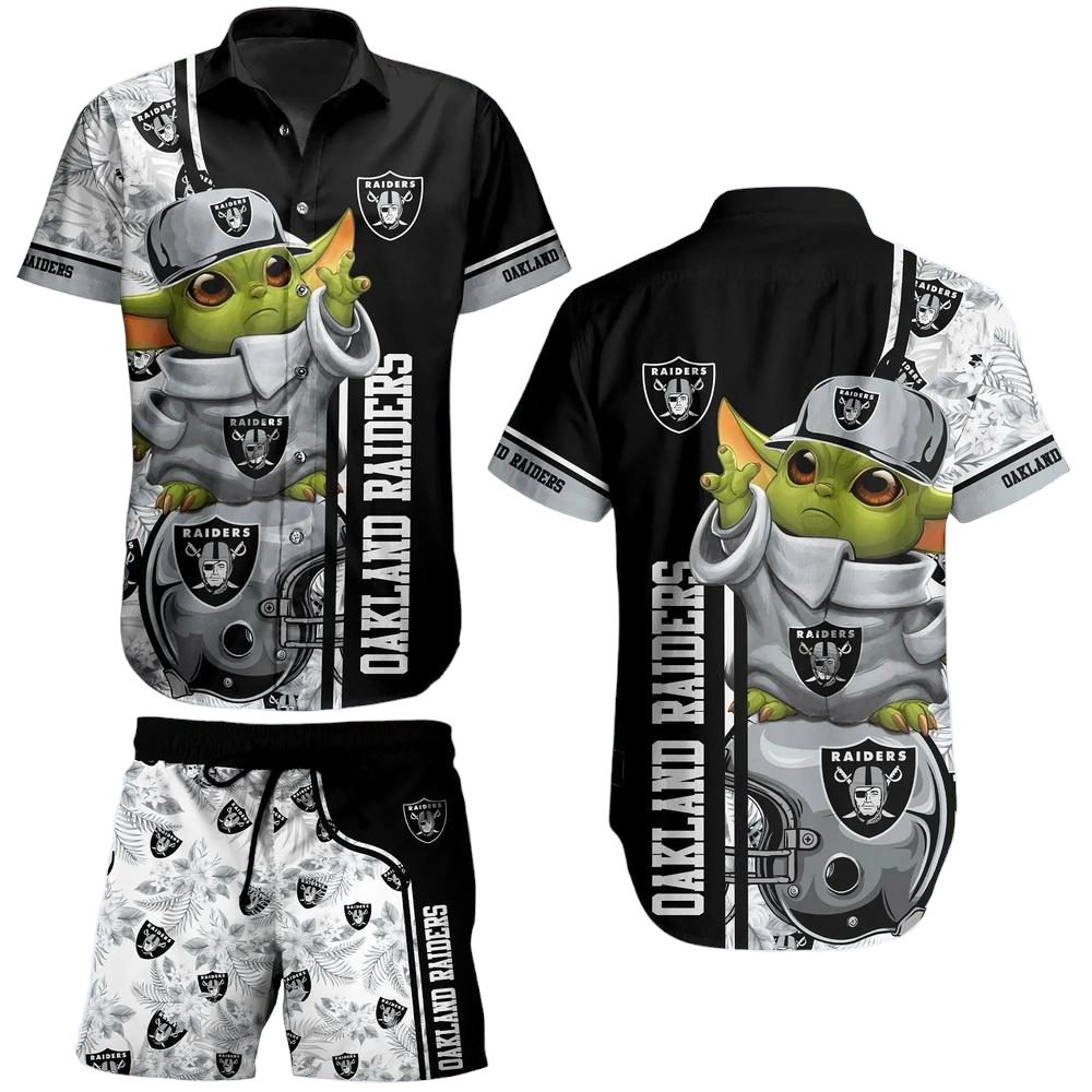 Las Vegas Raiders Football NFL Baby Yoda Hawaiian Shirt And Short New Collection Summer Perfect Gift For Fan