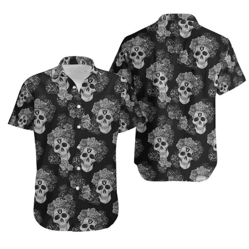 Las Vegas Raiders Mystery Skull And Flower Hawaii Shirt for Men Women