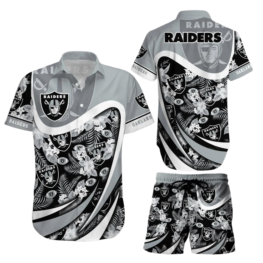 Las Vegas Raiders NFL Hawaiian Shirt And Short Tropical Pattern Beach Shirt New Gift For Sports Fans