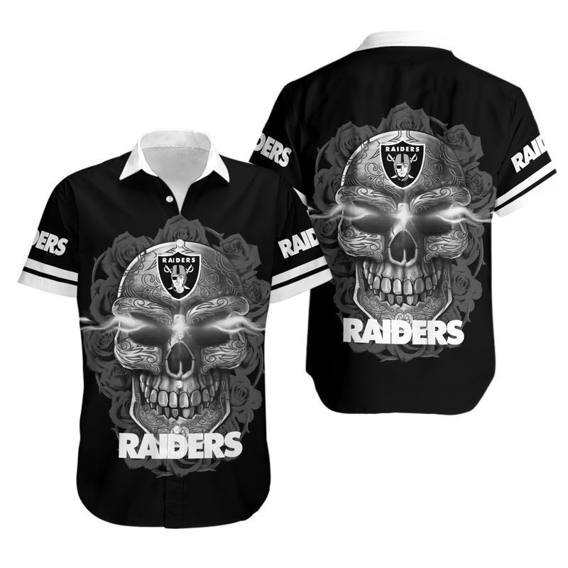 Las Vegas Raiders Sugar Skull NFL Gift For Fan Hawaiian Shirt Aloha Shirt for Men Women